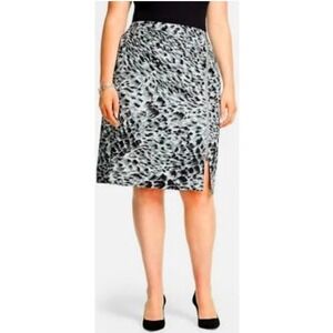 Talbots Petites 0P Abstract Brushstroke Pencil Skirt Black White Cotton Zipper